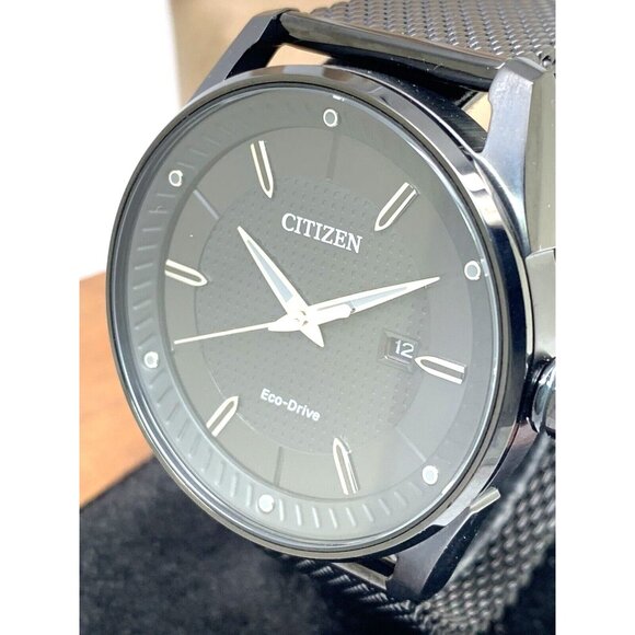 Citizen Men's Watch BM6988-57E Eco-Drive Black Dial Solar Mesh Stainless Steel - Picture 12 of 13